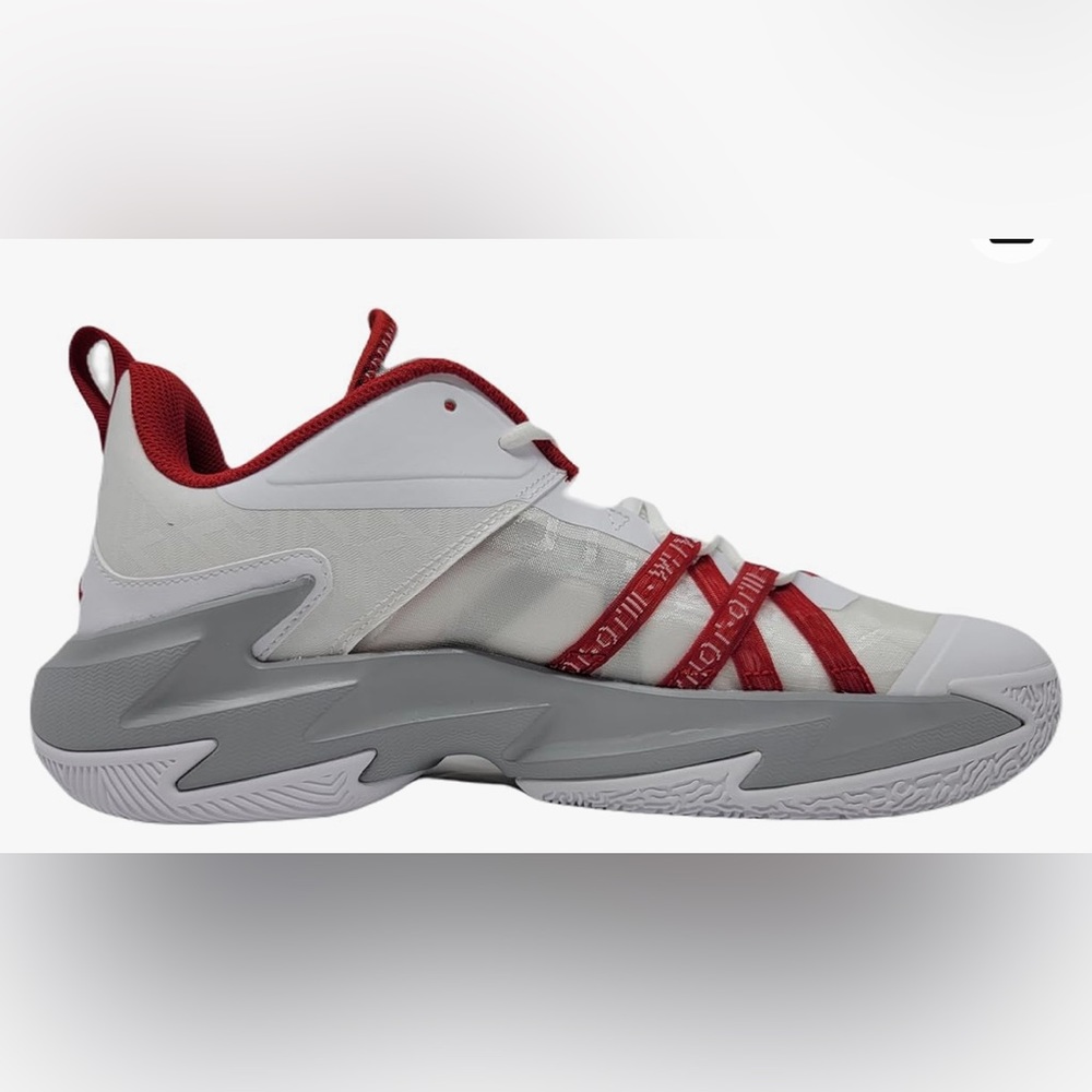 NIKE used Jordan One sneakers older boys/men size 9, red/white/grey - Picture 7 of 7